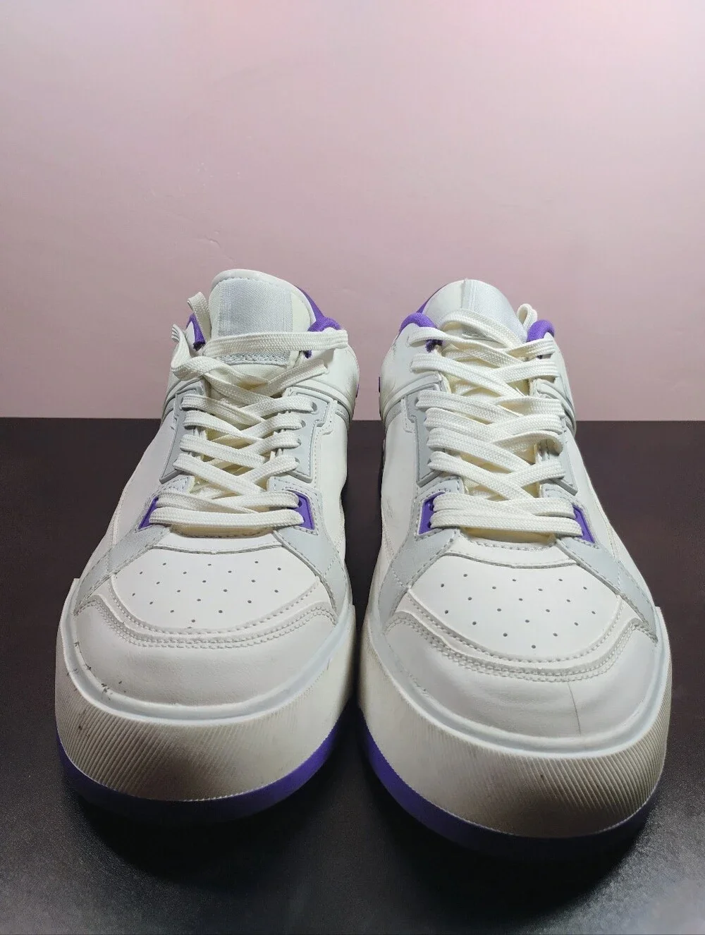 ​ZARA Men’s White & Purple Retro Court Sneakers EU 45 / USA 11.5 Needs Cleaning